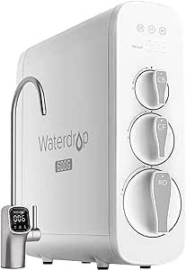 Waterdrop G3 Reverse Osmosis System, 8 Stage Tankless Reverse Osmosis Water Filter, NSF/ANSI 42 & 58 & 372 Certified, Under Sink RO System, 2:1 Pure to Drain, Smart LED Faucet