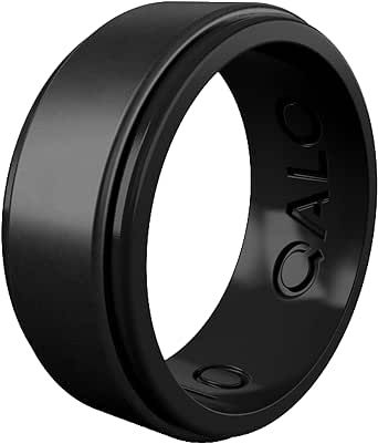 QALO Men's Rubber Silicone Ring, Polished Step Edge Rubber Wedding Band, Breathable, Durable Rubber Wedding Ring for Men, Multi Packs, Multi Colors