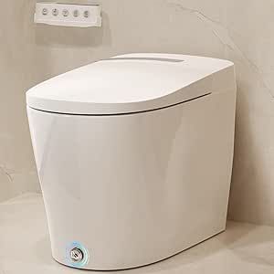 Smart Toilet, Modern One Piece Elongated Bidet with Built-in Water Tank, Assisted Pump, Heated Seat, 1.06 GPF Auto Flush, Warm Water, Remote and Foot Kick Operation, Plus Blackout Flush Feature