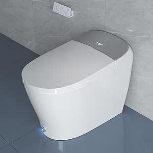 Upgraded Smart Toilet with Powerful Flush, Auto Open/Close Lid, Bidet Toilet with Elonged Heated Toilet Seat, Instant Warm Water Wash, Dryer, Digital Display