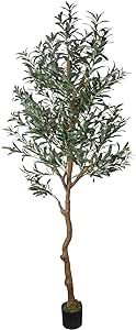 8FT (95'') Tall Artificial Olive Tree for Home Decor Indoor with Pot, Fake House Plants Home Decor Living Room, Floor Faux Plants Natural Artificial Tree