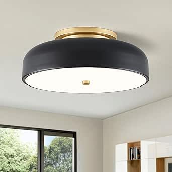 Dimmable Flush Mount Ceiling Light, 3000K-6000K 5CCT Modern LED Ceiling Light Fixture, Black Ceiling Lamp for Bedroom, Hallway, Living Room, Kitchen, Laundry Room, 24W