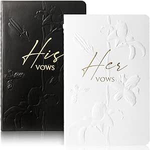 Vow Books for Wedding Vow Books wedding gift for bride and groom Vows Book his and hers with 28 Pages-5.5 * 3.5 In Wedding Notebook with Gilded Font Set of 2 (White and Black)