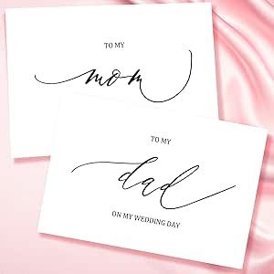 Set of 2 Wedding Day Card for My Parents, To Dad And Mom On My Wedding Day Card, Wedding Day Card Set for Mom And Dad