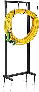 Garden Hose Holder Freestanding Thicker Metal Hose Stand Securely Hold Hose 3/4 inch x 100 ft, Detachable water hose stand for Outdoor Yard
