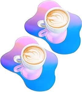 2 Packs Acrylic Coaster, Transparent Coaster for Desk, Acrylic Desk Coaster, Transparent Irregular Coast, Clear Desk Coasters, Drink Cup Coasters Table Ornaments for Kitchen, Bar, Dining(Multicolored)