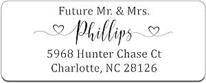 Personalized Return Address Labels Wedding - Set of 240 Elegant Custom Mailing Labels for Envelopes, Self Adhesive Flat Sheet Rectangle Personalized Name Stickers for Wedding Invitations (Heart 2)