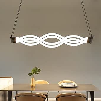 Chandeliers for Dining Room, Acrylic Wave Led Hanging Light Fixture with Remote Control Stepless Dimmable Led Pendant Light for Dining Rooms Bedroom Kitchen Restaurant Exhibition Hall