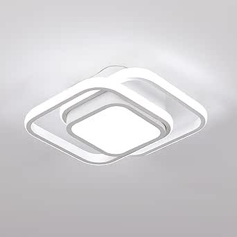 CANEOE Small Ceiling Light, Square Modern LED Ceiling Light Fxitures, Cool White Hallway Light Fixture Ceiling for Bedroom Kitchen Living Room Study Asile Lamp Corridor Lights (White)