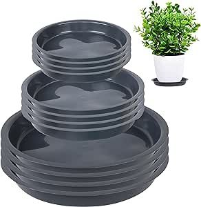 12PCS Plant Trays for Pots - 6 8 10 Inch Plant Saucer Round Plastic Plant Water Catcher Tray for Indoor Outdoor Garden Plants