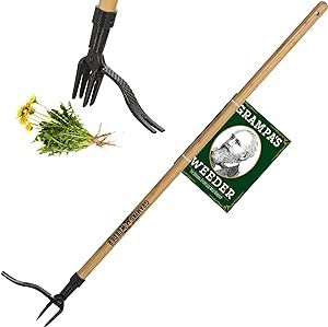 Grampa's Weeder - The Original Stand Up Weed Puller Tool with Long Handle - Made with Real Bamboo & 4-Claw Steel Head Design - Easily Remove Weeds Without Bending, Pulling, or Kneeling