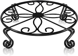 Black Plant Stand for Flower Pot Heavy Duty Potted Holder Indoor Outdoor Metal Rustproof Iron Garden Container Round Supports Rack for Planter Bronze, Pumpkin Stand Outdoor