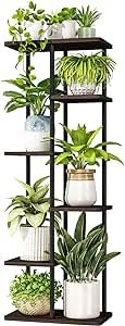 Bamworld Tall Plant Stand Indoor 6 Tier Metal Plant Shelf Black Plant Holder Large Plant Rack for Mutiple Plants Pots for Patio Garden Corner Balcony Living Room