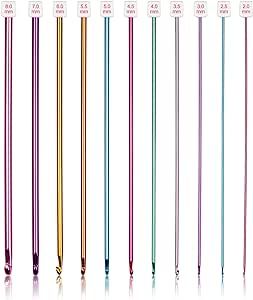 Coopay Long Crochet Hook Set, 11pcs Tunisian Multicolor Afghan Crochet Needles for Crocheting, 2mm(B)-8mm(L), Great Knitting & Crochet Supplies Tool for Beginner, Crocheter & Knitter
