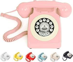 Audio Guest Book Wedding Phone, Record Customized Audio Message with Guest Book Retro Phone Audio GuestBook for Wedding Birthday Party Confession Audio Message Voicemail (Pink - Key)