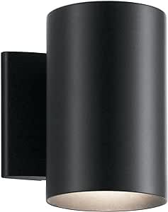 Kichler Cylinders 7" Outdoor Wall Sconce in a Black, 1-Light Exterior Wall Light, Cylinder Fixture, (7" H x 5" W), 9234BK