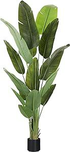 Artificial Tree 6.6Ft Silk Bird of Paradise Large Big Fake Potted Plants Tall Faux Silk Floor Plants for Home Living Room Bedroom Office Decor Indoor Outdoor…