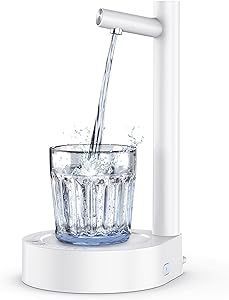 Water Dispenser for 5 Gallon Bottle - Smart Table/Desktop Water Dispenser with 7 Level Quantitative, Universal 1~5 Gallon Bottle Pump, Type-C Charging for Home Office Camping Travel