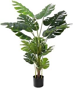 Artificial Tree-Faux Plants Indoor Outdoor- Keloteven 5FT Artificial Monstera Fake Tall Tree 16 Leaves - Artificial Plants for Home Decor, Office, Living Room and Pito Decoration, MD145