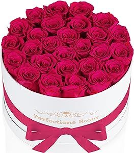 Forever Real Roses in a Box, Preserved Rose That Last Up to 3 Years, Flowers for Delivery Prime Birthday Valentines Day Gifts for Her, Mothers Day Flower (Radiant Pink)