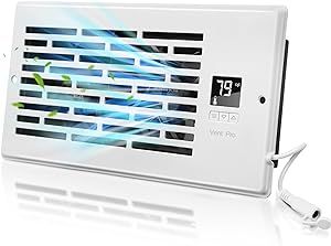 Saillong 1 Set Smart Quiet Register Booster Fan with Intelligent Thermostat Control, Fits 4'' x 10'' Register Holes, Cooling Heating Smart Register AC Vent White, 160 CFM