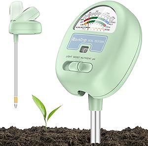 Soil Moisture Meter,4-in-1 Soil Ph Meter, Soil Tester for Moisture, Light,Nutrients, pH,Soil Ph Test Kit, Great for Garden, Lawn, Farm, Indoor & Outdoor Use (No Battery Required)