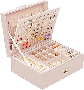 Jewelry Box for Earrings for Girls Jewelry Organizer Box Earring Holder Organizer for Girls Earring Box Jewelry Box Stud Earring Organizer for Girls Earring Jewelry Boxes for Women Babypink