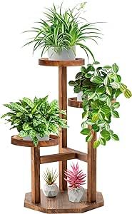 TEAKMAMA 3 Tier Wood Plant Stand for Indoor,Tall Plant Shelf Corner with Raised Design, Multi-tier Planter Pot Holder Flower Stand for Patio Garden Living Room Balcony