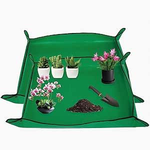 2PC 39.4??39.4? Extra Large Repotting Mat for Indoor Plant Transplanting and Potting Soil Mess Control Portable and Foldable Succulent Potting Tray Gardening Gifts for Plant Lovers