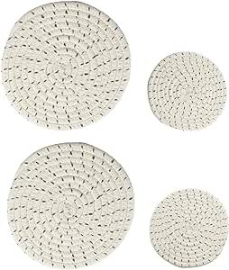4 Pcs Plant Coasters, 4 & 7 Inch Plant Mat Round Pads for Indoor and Outdoor Pots, Woven Saucer Coasters for House Plants, Cork Mats for Planters