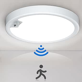 Motion Sensor Ceiling Light Wired, LED Flush Mount Ceiling Light Fixture 18W/1600LM, Motion Sensor Light Indoor for Stair Closet Porch Hallway Laundry, Time Dimmable Ceiling Lights 3000k/4000k/6000k