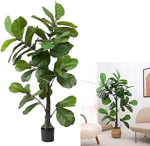 6ft Artificial Plant Fiddle Leaf Fig Tree,Faux Ficus Lyrata in Pot,Ficus Fake Plant Artificial Trees for Office Indoor Outdoor Garden Living Room Home Decor(1PCS)