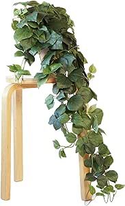 32" Realistic Fake Pothos Ivy Plant Silk Artificial Plant for Aesthetic Home Decor Indoor (Dark Green)