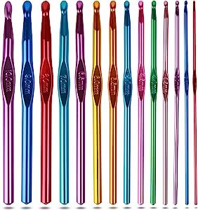 Crochet Hooks Set, Aluminum Handle Knitting Needles for Arthritic Hands, Crochet Needles for Yarn Craft, Nice Gift for Women