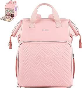 Leudes Knitting Bag Backpack, Yarn Storage Organizer Large Crochet Bag Tote Christmas Gift Yarn Holder Case for Carrying Projects, Knitting Needles (Pink)