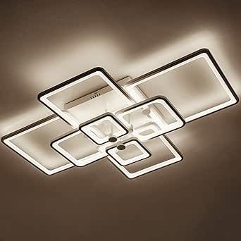 Modern LED Ceiling Light 8-Heads,41.7in Square Frame, Remote Control Dimmable Modern Ceiling Light,Close to Ceiling Light Fixture for Living Room Bedroom Dining Room Ceiling lamps120w