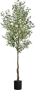 7FT Artificial Olive Tree Faux Olive 1656Leaves and 92Fruits with Pot for Home Decor Indoor Gift 1Pack
