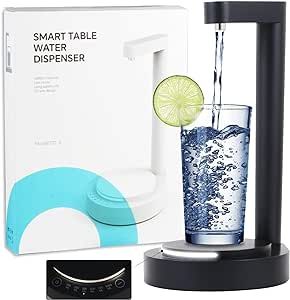 LED Bedside Water Dispenser,Desktop Water Bottle Dispenser,New upgrade LED Light and Touch buttons, Portable 5 Gallon Water Dispenser,with 7 Levels Pumping and Light,Suitable for Home, Office, (white)