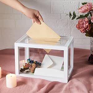 AW BRIDAL Acrylic Card Box Wedding Card Box for Recption, Wedding Card Holder Box Clear Card Box with Lid Card Box for Wedding Birthday Party
