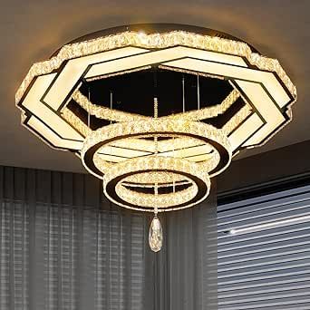 Flashing God W40'' Black Crystal Chanderliers for Living Room Restaurant Modern Crystal Ceiling Light for Foyer Interior LED Dimmable Lighting 2700k 4500k 6000k