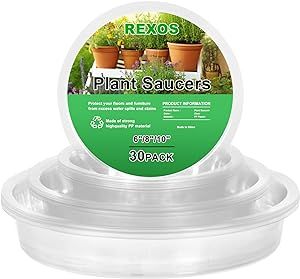 30 Pack 6/8/10 Inch Clear Plant Saucers, Durable Plant Trays for Pots, Plastic Plant Pot Saucers for Indoors & Outdoors