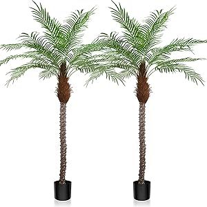 Artificial Coconut Palm Trees 7.5FT/90IN 12 Leaves with Pot (Set of 2)