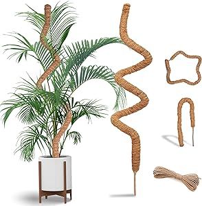 Moss Poles for Plants Monstera, 63 inch Bendable Climbing Plant Stakes Indoor, Handmade Coco Coir Plant Support, Garden Trellis Plant Stick Stakes for Potted Plants