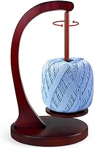 Yarn Ball Holder for Knitting and Crocheting, Wooden Yarn Spinner with Magnetic Metal Twirling Mechanism and Anti-Slip Pads, Crochet Gift for Knitting Lovers