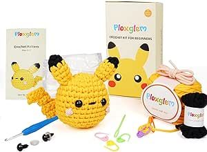 Beginner Crochet Kit for Adults & Kids: Complete Crochet Starter Kit for Adults with Easy to Crochet Yarn and Crochet Hook Step-by-Step Video Tutorials-Adorable Pika Doll