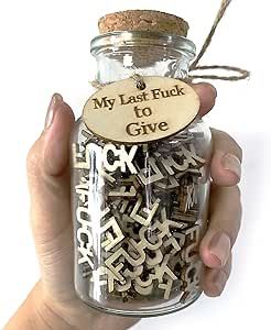 Jar of Fucks Gift Jar,Fucks to Give,Fuck Wooden Funny Letter Change Jar Bad Mood Vent Spoof Birthday Day,Holiday, Gift to Friend,Funny Gift,Valentines Day Ornament 5oz Bottle Decor (Fuck)