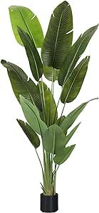 Large Artificial Trees 7.2Ft Silk Bird of Paradise Big Tall Fake Plants Faux Green Silk Floor Potted Plants for Home Living Room Office Decor Indoor Outdoor…