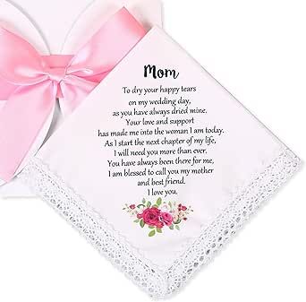 Wedding Handkerchief for Bride's Mother, Mom Wedding Gift from Daughter, Keepsake Hankie for Mother