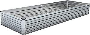 Vengarus 8x3x1.5FT Galvanized Raised Garden Bed-Outdoor Planter Box for Vegetables,Metal Garden Bed with Corner,Planter Raised Bed,Silver