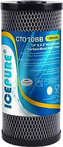 ICEPURE 10"X4.5",1 Microns Whole House Sediment Activated Carbon Water Filter Compatible with Dupont WFHDC8001,EP Series,EPM Series,CB-BB-10, GE FXHTC, GXWH40L, GXWH35F, GNWH38S, CTO10BB,1PACK